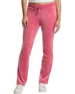 Juicy Couture Luxe Velour Rib Waist Velour Pants with Mixed Ston