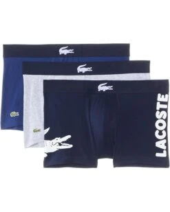 Lacoste Cotton Stretch Big Croc Print Trunks, 3-pack | Underwear