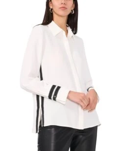 Vince Camuto Collar Shirt With Contrast Stitching Trim On Cuffs | Shirts & Tops