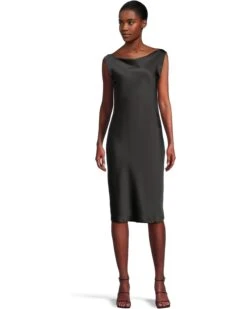 Norma Kamali Sleeveless Low Back Drape Dress Below Knee | Dresses