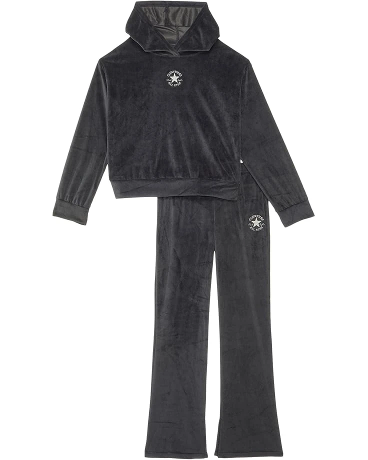 Converse Kids Velour Pullover Hoodie & Flare Legging Set (Big Kid/Little Kid) | Kids' Sets 5 Converse Kids Velour Pullover Hoodie & Flare Legging Set (Big Kid/Little Kid) | Kids' Sets - Image 3
