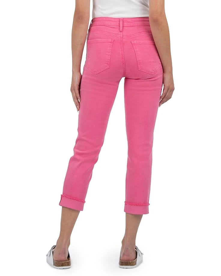 KUT from the Kloth Petite Amy Crop Straight Leg Roll-Up Fray in Sugar Coral | Jeans 5 KUT from the Kloth Petite Amy Crop Straight Leg Roll-Up Fray in Sugar Coral | Jeans - Image 3