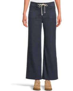 Paige Ari With Waistband Tie And Stitch Thru Pockets in Vintage Navy Seascape | Jeans