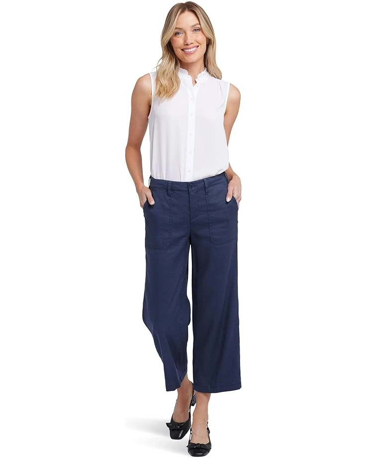 NYDJ Petite Wide Leg Cargo Capri Pants in Oxford Navy 3 NYDJ Petite Wide Leg Cargo Capri Pants in Oxford Navy
