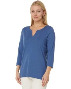L.L.Bean Pima Tops Split-Neck Tunic 3/4 Sleeve | Shirts & Tops -Daily Wear Shop 61YB4rlLUXL. AC SR736920