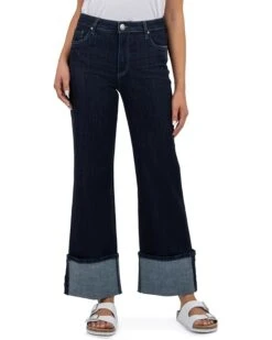 KUT from the Kloth Charlotte High Rise Fab Ab Wide Leg-Roll Up | Jeans