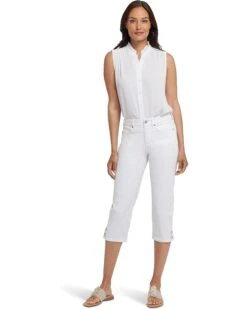 NYDJ Marilyn Straight Crop with Side Plackets Jeans in Optic White