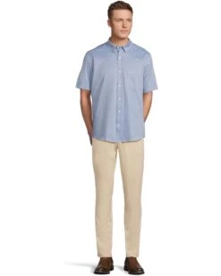 Johnston & Murphy Short Sleeve XC Flex Birdseye Geo Print Button Front Shirt | Shirts & Tops -Daily Wear Shop 61mJAY3M15L. AC SR736920