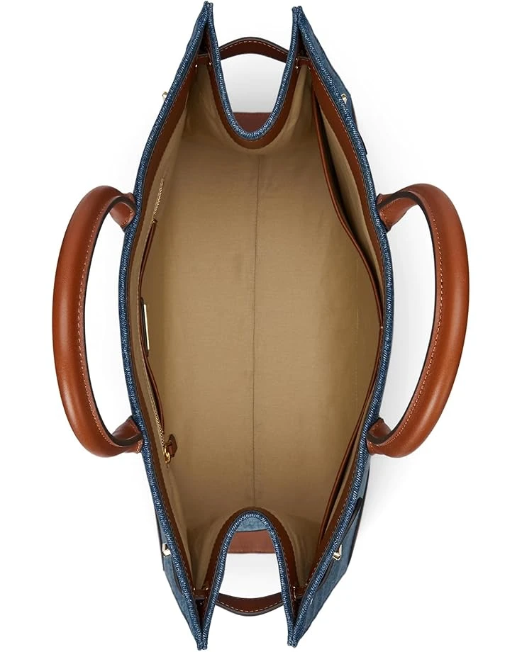 Lauren Ralph Lauren Leather-trim Denim Large Devyn Tote Bag | Handbags 5 Lauren Ralph Lauren Leather-trim Denim Large Devyn Tote Bag | Handbags - Image 3