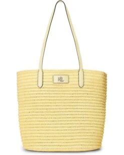Lauren Ralph Lauren Leather-Trim Straw Large Brie Tote Bag | Handbags -Daily Wear Shop 715Zsu3 CyL. AC SR736920