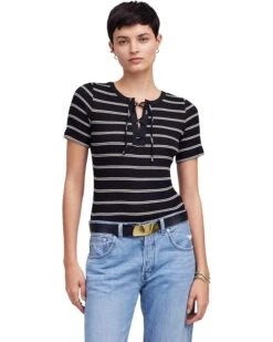 Madewell Lace Up Short Sleeve Stripe | Shirts & Tops
