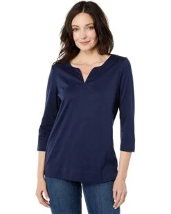 L.L.Bean Pima Tops Split-Neck Tunic 3/4 Sleeve | Shirts & Tops -Daily Wear Shop 716RUjkaSzL. AC SR736920