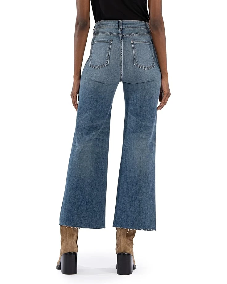 KUT from the Kloth Petite Meg High-Rise Wide Leg Exposed Button Raw Hem Patch Pockets in Prevent | Jeans 5 KUT from the Kloth Petite Meg High-Rise Wide Leg Exposed Button Raw Hem Patch Pockets in Prevent | Jeans - Image 3