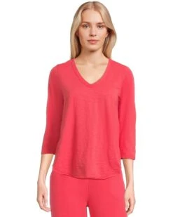 Mod-o-doc 3/4 Sleeve V-Neck Tee with Curved Hem | Shirts & Tops -Daily Wear Shop 718gt7z5vrL. AC SR736920