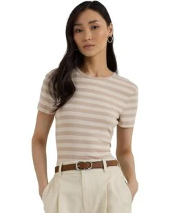 Lauren Ralph Lauren Striped Stretch Cotton Crewneck Tee | Shirts & Tops