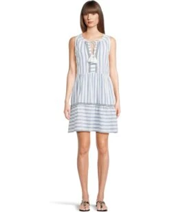 Tommy Bahama Bonita Strip Sleeveless Tiered Dress | Swimwear