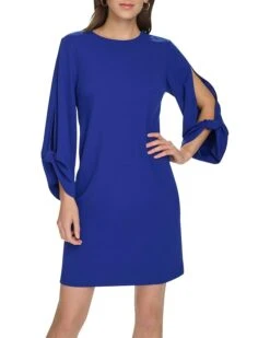 Calvin Klein Scuba Crepe Keyhole Sleeve | Dresses