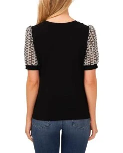 CeCe Puff Sleeve Mix Media Knit Top | Shirts & Tops -Daily Wear Shop 71Dun8ZmAxL. AC SR736920