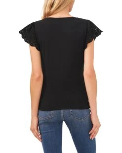 CeCe Crew Neck Tee With Embroidered Lace Sleeves | Shirts & Tops -Daily Wear Shop 71FRVsmH4WL. AC SR736920