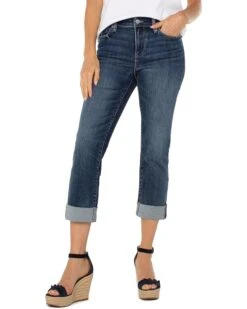 Liverpool Los Angeles Charlie Crop Wide Rolled Cuff Jean 24in Inseam | Jeans