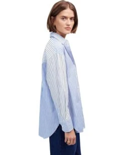 Madewell Big Shirt - Double Weave Stripe Chambray | Shirts & Tops -Daily Wear Shop 71GYc RVXL. AC SR736920