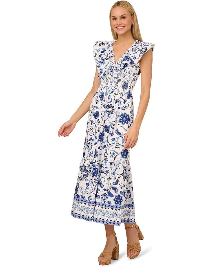 Adrianna Papell Printed Ruffle Midi Dress | Dresses 3 Adrianna Papell Printed Ruffle Midi Dress | Dresses