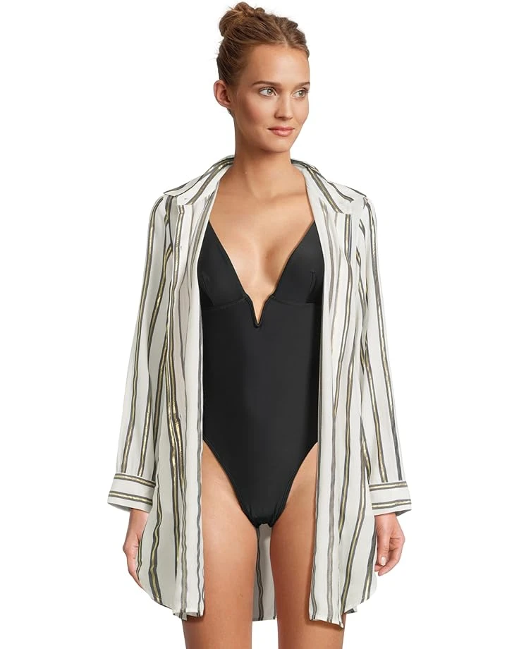 Tommy Bahama Shimmer Stripe Boyfriend Shirt | Swimwear 3 Tommy Bahama Shimmer Stripe Boyfriend Shirt | Swimwear