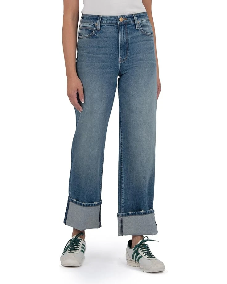 KUT from the Kloth Petite Sienna High-Rise Wide Leg Roll-Up 5" in Cuddle | Jeans 3 KUT from the Kloth Petite Sienna High-Rise Wide Leg Roll-Up 5" in Cuddle | Jeans
