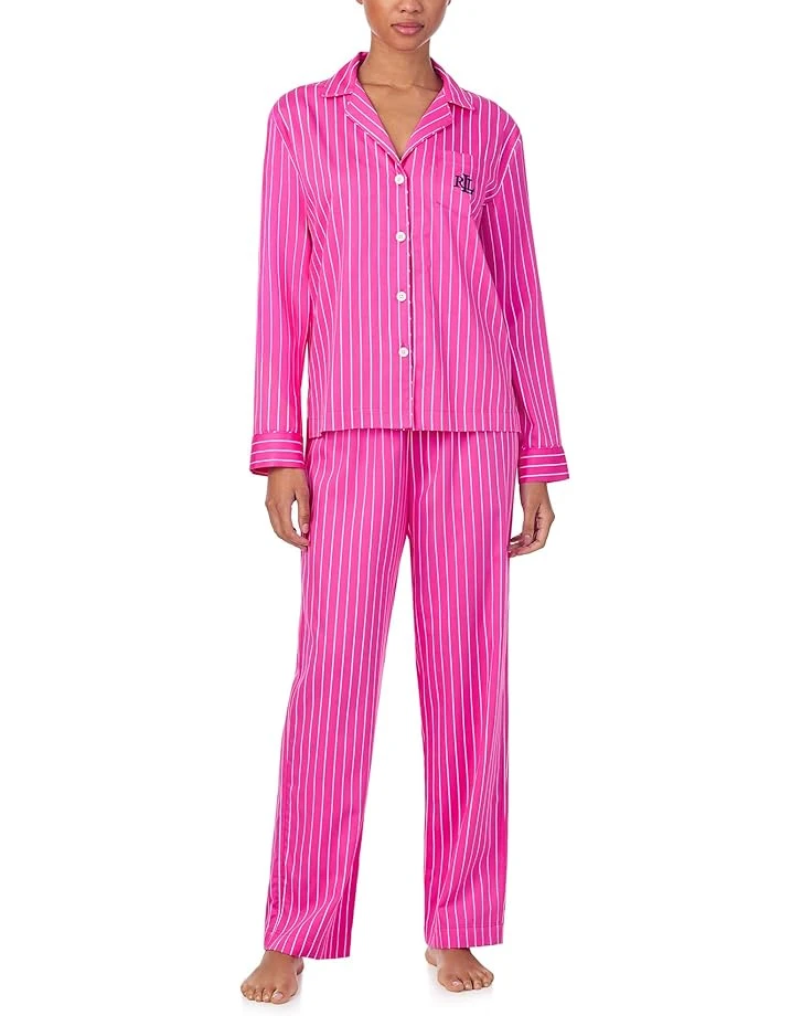 Lauren Ralph Lauren Long Sleeve Woven Notch Pj Set | Sleepwear 9 Lauren Ralph Lauren Long Sleeve Woven Notch Pj Set | Sleepwear - Image 7