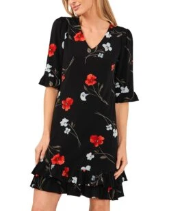 CeCe Floral V-Neck Knit Dress W/ Ruffle Hem | Dresses -Daily Wear Shop 71QTqnyqWlL. AC SR736920
