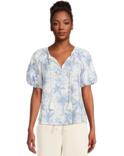 Tommy Bahama Fortuna Fronds Poplin Short Sleeve Top | Shirts & Tops