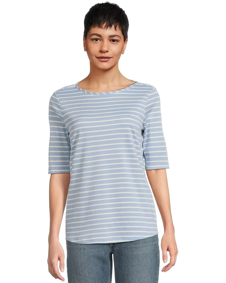 L.L.Bean Pima Cotton Tee Boatneck Elbow Sleeve Stripe | Shirts & Tops 8 L.L.Bean Pima Cotton Tee Boatneck Elbow Sleeve Stripe | Shirts & Tops - Image 6