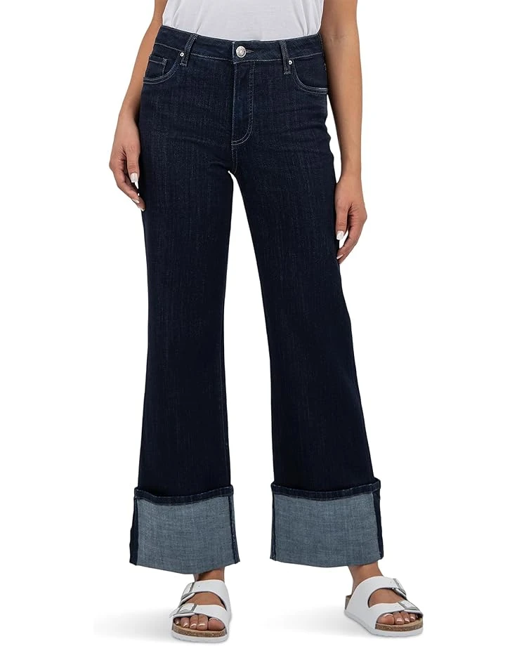 KUT from the Kloth Petite Charlotte High-Rise Fab Ab Wide Leg Roll-Up in Distinguished | Jeans 3 KUT from the Kloth Petite Charlotte High-Rise Fab Ab Wide Leg Roll-Up in Distinguished | Jeans