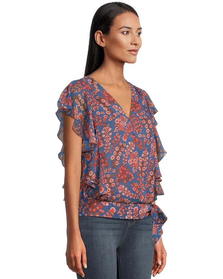 Liverpool Los Angeles Short Sleeve Ruffle Sleeve Draped Front Woven Blouse | Shirts & Tops 4 Liverpool Los Angeles Short Sleeve Ruffle Sleeve Draped Front Woven Blouse | Shirts & Tops - Image 2