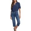 NYDJ Petite Marilyn Crop Side Button Placket Jeans in Valencia Surf