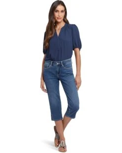 NYDJ Petite Marilyn Crop Side Button Placket Jeans in Valencia Surf