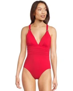 Tommy Bahama Pearl Novelty Vneck One-Piece | Swimwear