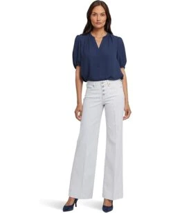 NYDJ Teresa Wide Leg Button Fly Jeans in Palencia Stripe