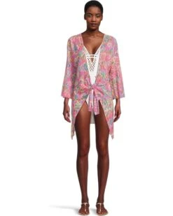 BECCA Polynesia Sheer Stretch Mesh Tie Front Cover-Up | Swimwear