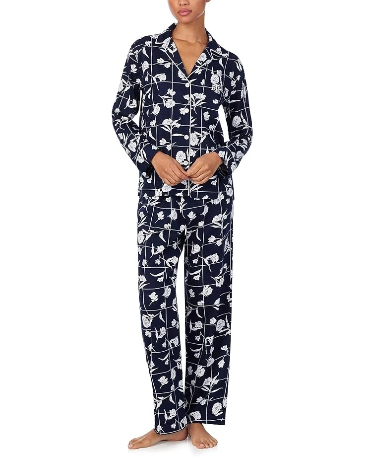 Lauren Ralph Lauren Long Sleeve Woven Notch Pj Set | Sleepwear 6 Lauren Ralph Lauren Long Sleeve Woven Notch Pj Set | Sleepwear - Image 4