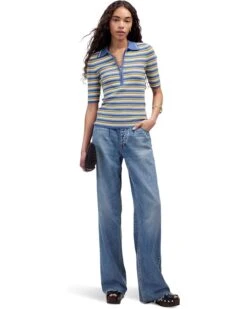 Madewell Stripe Remi Cotton Compact Zip Polo | Shirts & Tops -Daily Wear Shop 71kY64CfogL. AC SR736920