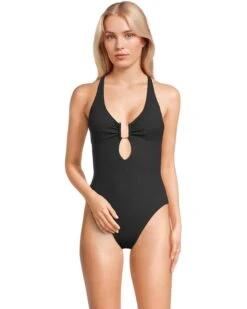 BECCA Modern Edge Rib Ariyah Buckle One Piece | Swimwear