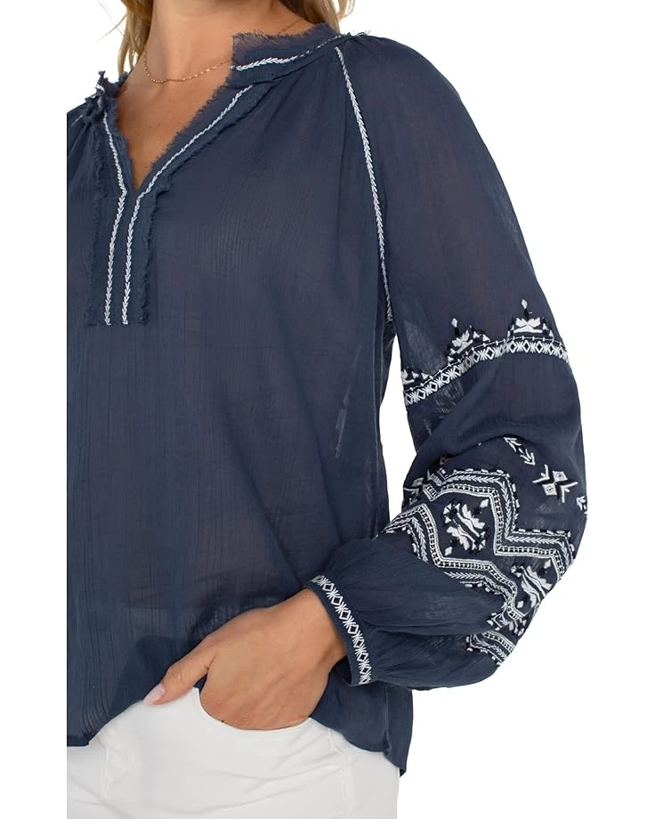 Liverpool Los Angeles Long Sleeve Raglan Woven Blouse With Embroidery | Shirts & Tops 5 Liverpool Los Angeles Long Sleeve Raglan Woven Blouse With Embroidery | Shirts & Tops - Image 3