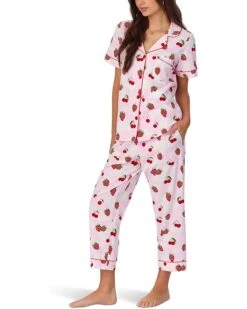 Bedhead PJs Short Sleeve Cotton Knit Cropped Pajama Set | Sleepwear