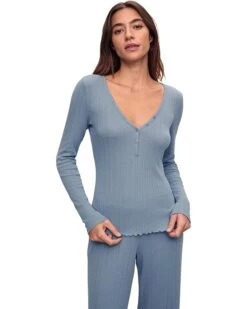 Eberjey Pointelle V-Neck Henley | Sleepwear