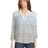 L.L.Bean Heritage Mariner Top Split-Neck Polo Three-Quarter-Sleeve Stripe | Shirts & Tops -Daily Wear Shop 71wcOSthnZL. AC SR736920