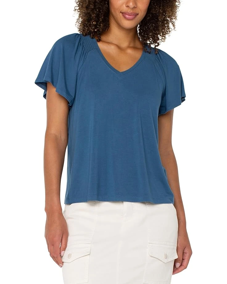 Liverpool Los Angeles Short Flutter Sleeve V-neck Knit Top | Shirts & Tops 3 Liverpool Los Angeles Short Flutter Sleeve V-neck Knit Top | Shirts & Tops