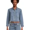 Madewell Cropped Boxy Long Sleeve Shirt In Maspeth Wash | Shirts & Tops -Daily Wear Shop 810yW2A CQL. AC SR736920