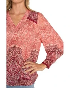 Liverpool Los Angeles Long Sleeve V-neck Popover Woven Blouse | Shirts & Tops -Daily Wear Shop 812Hqg5c XL. AC SR736920