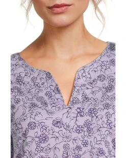 L.L.Bean Pima Tops Split-Neck Tunic 3/4 Sleeve Print | Swimwear -Daily Wear Shop 817EmSFsQoL. AC SR736920
